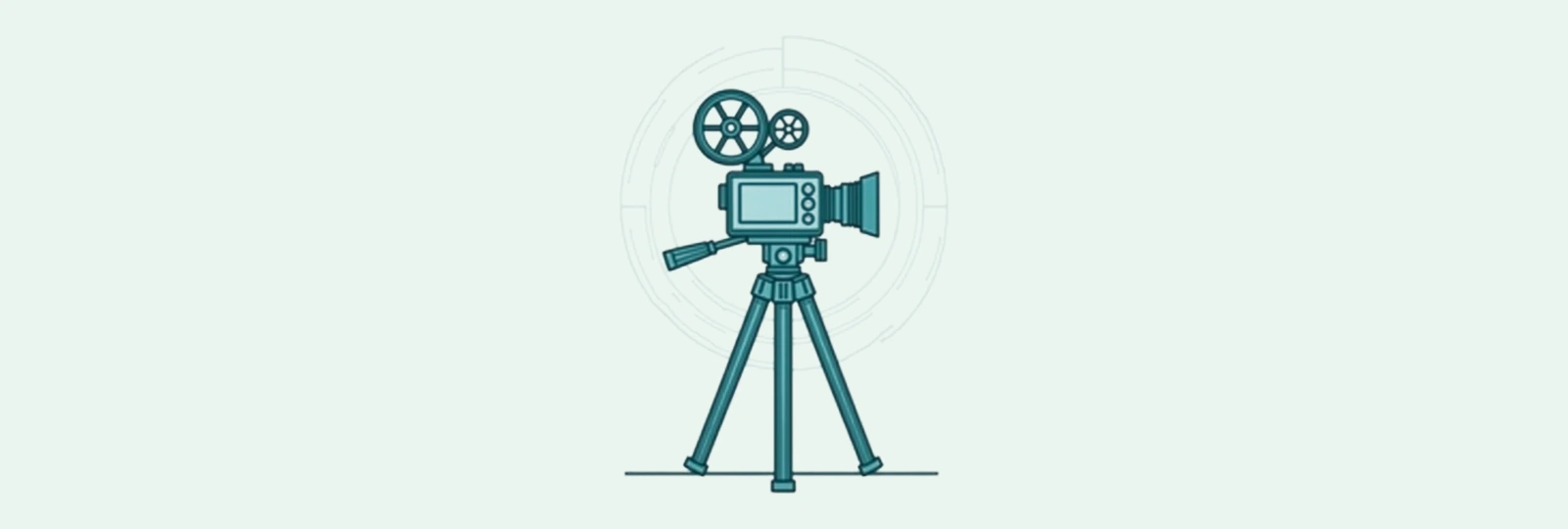 A line-art video camera on a tripod