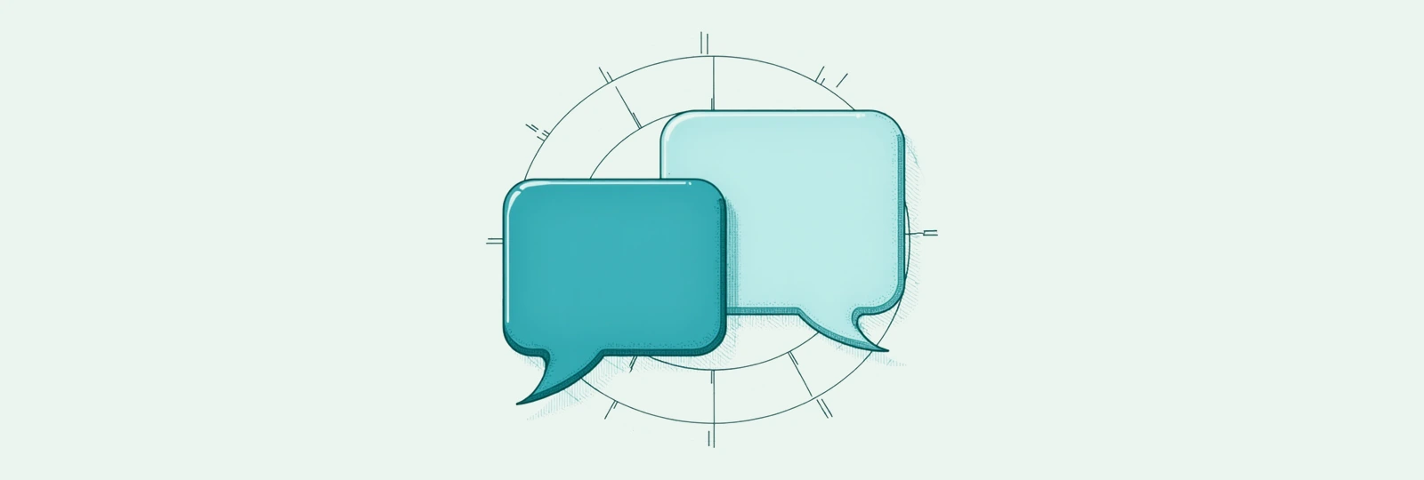 A line-art pair of speech bubbles