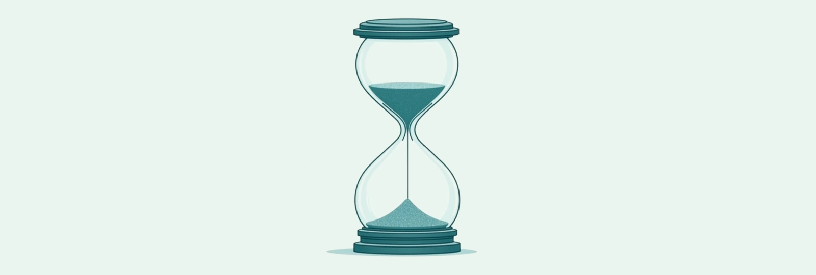 A line-art hourglass