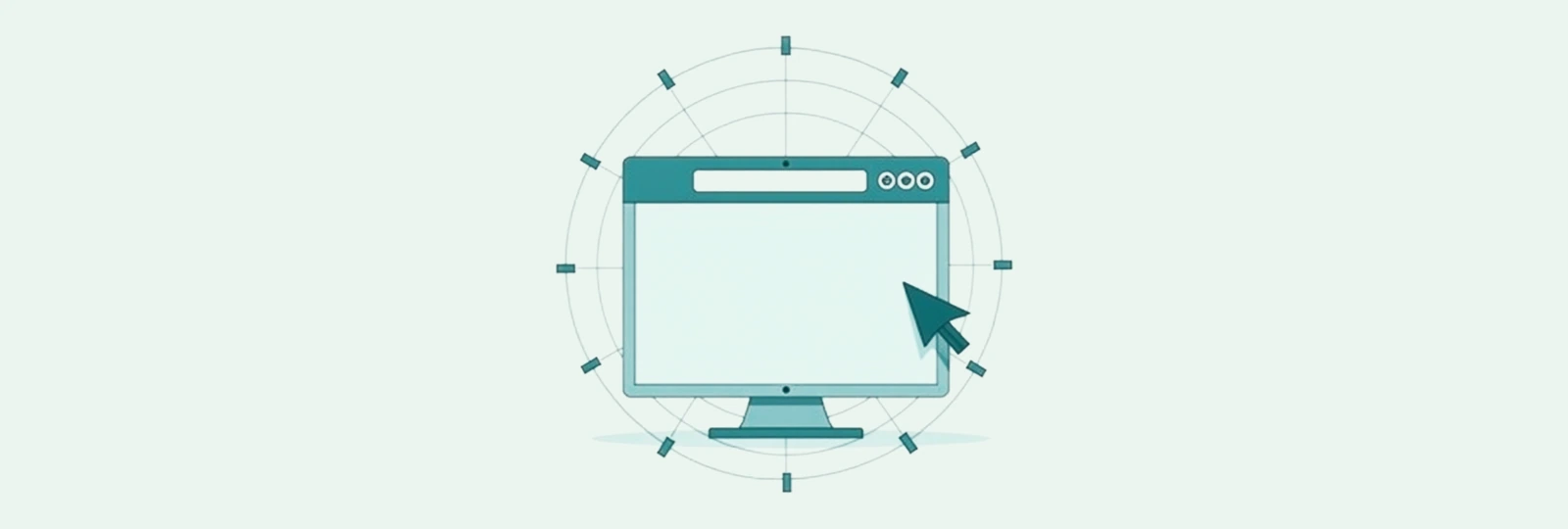A line-art web browser window with an address bar