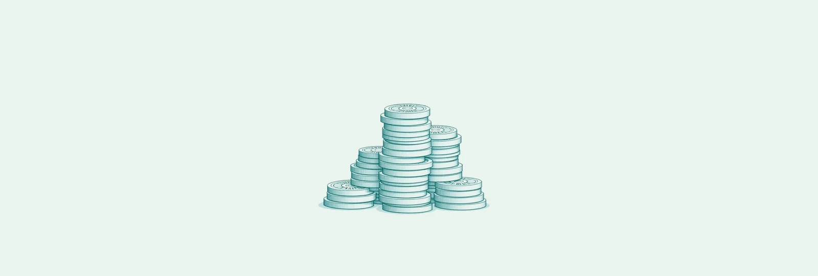 A line-art stack of coins