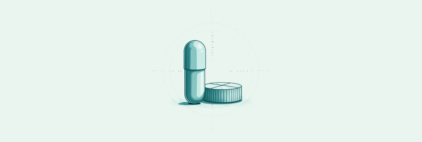 A line-art pair of pills, a choice between two