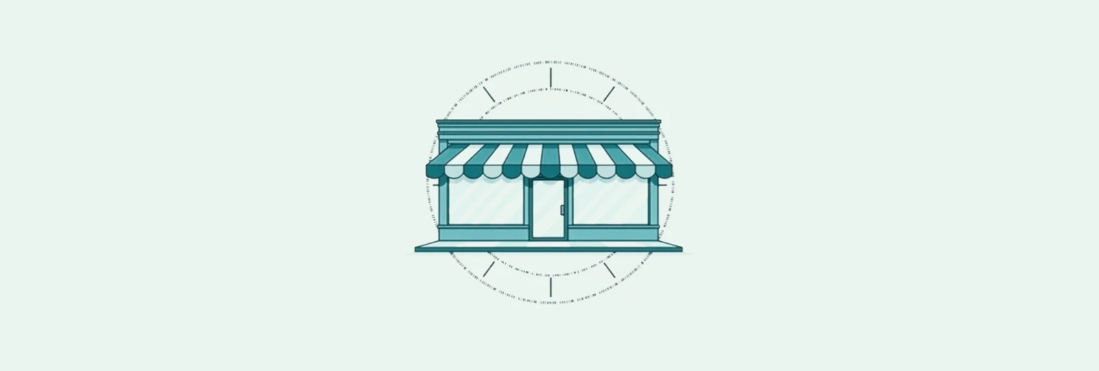 A line-art storefront