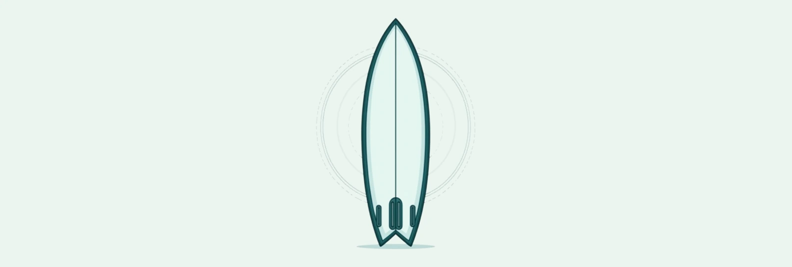 A line-art surfboard