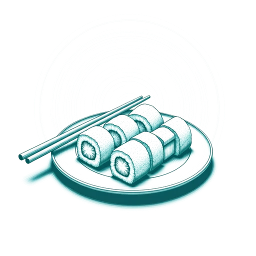 A line-art plate of sushi with chopsticks